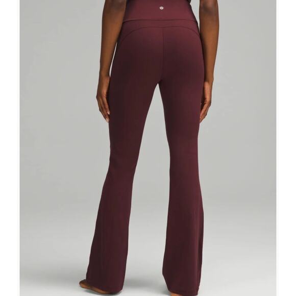 Lululemon Groove Super-High-Rise Flared Nulu Regular Red Merlot Size 2 - Picture 2 of 10
